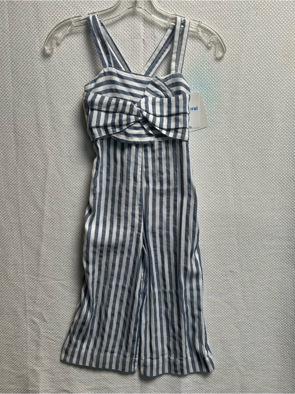 Mayoral Blue and White Striped Girls' Knot-Front Romper/Jumpsuit.NWT